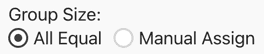 Group sizes setting