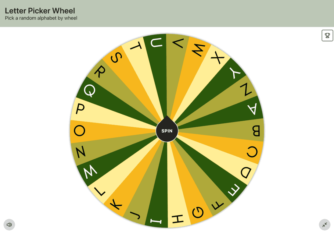 Letter Picker Wheel - Generate Random Letter from A to Z