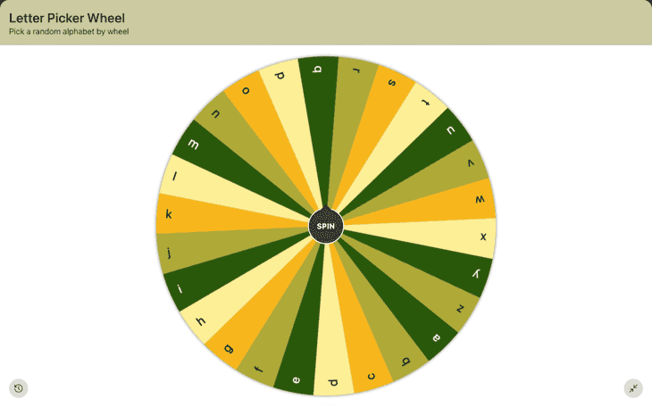 Letter Picker Wheel Generate Random Letter From A To Z