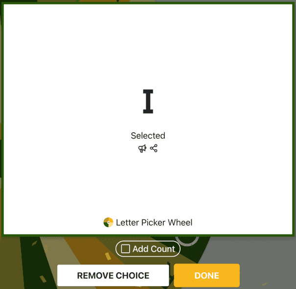 Random letter is displayed on the dialog