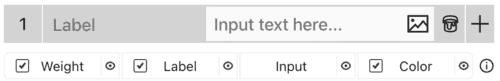 Insert weight/label/text/image/color input