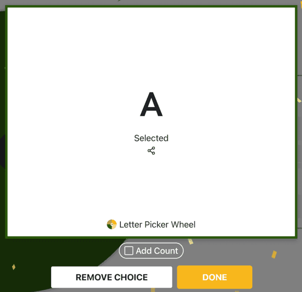 Random letter is displayed on the dialog