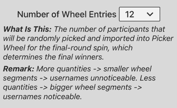 Number of wheel entries