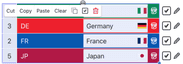 List of inputs with highlight