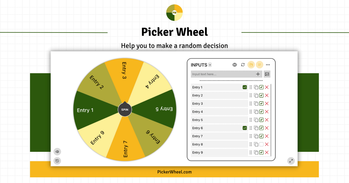 Picker Wheel Spin The Wheel To Decide A Random Choice