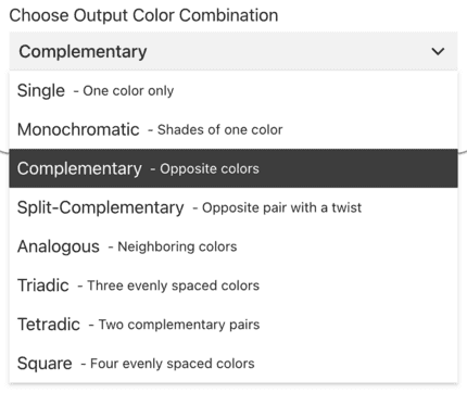 Color wheel color combination