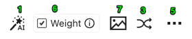 Text mode inputs section action buttons