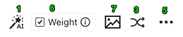 Text mode inputs section action buttons