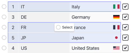 Select mode inputs with highlight
