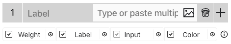 Insert weight/label/text/image/color input